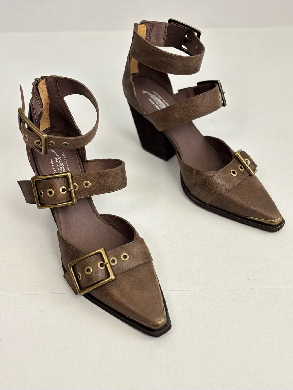 Free People x Jeffrey Campbell Hendrix Heels in Oiled Brown Size 10 - Picture 2 of 10
